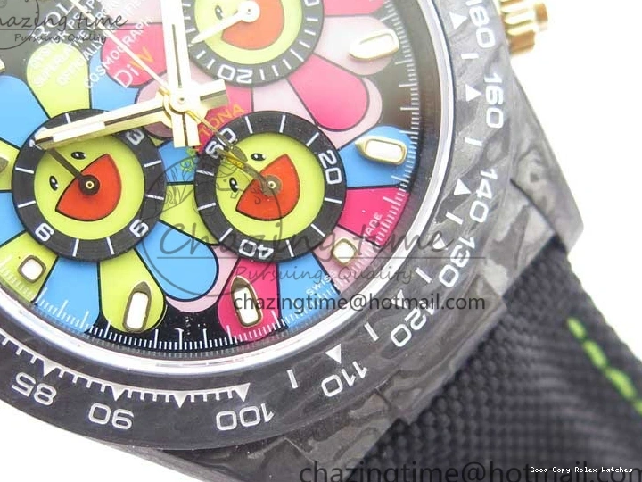 Good Copy Rolex Watches On Edition Carbon Black Strap Diw Dial Pink V Daytona EyeCatching A7750 Best WWF Nylon 2890 0111